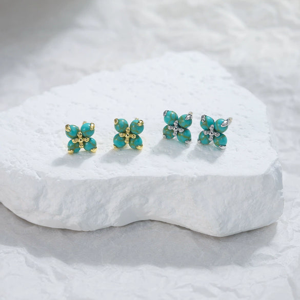 Wholesale Women's Geometric Silver 925 Electroplated Fourleaf Flower Earrings