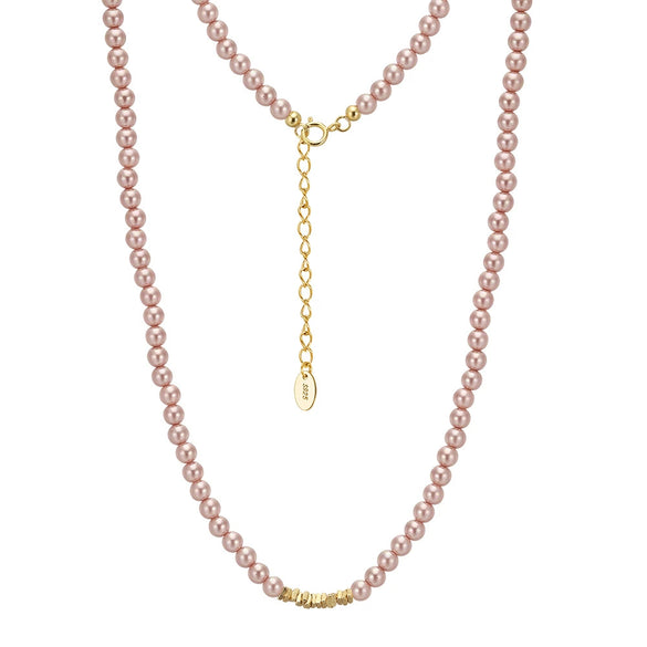 Wholesale Women's Geometric 925 Silver Electroplated String Of Pearls Necklace Light Luxury Minimalist Style