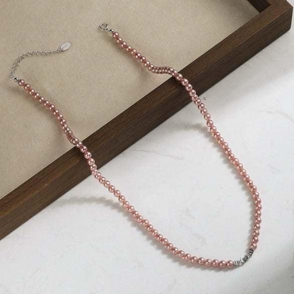 Wholesale Women's Geometric 925 Silver Electroplated String Of Pearls Necklace Light Luxury Minimalist Style