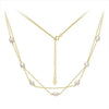 Wholesale Women's Geometric 925 Silver Freshwater Pearl Cross Chain Electroplated Doublelayered Choker Necklace