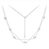 Wholesale Women's Geometric 925 Silver Freshwater Pearl Cross Chain Electroplated Doublelayered Choker Necklace