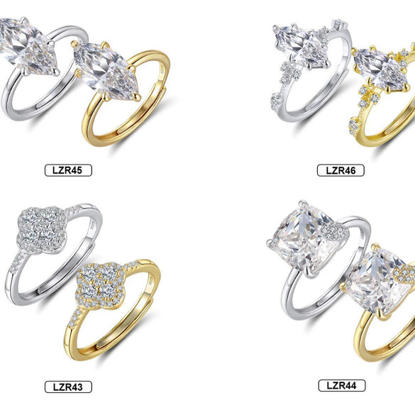 Wholesale Women's Geometric Silver Jewelry Set Electroplated S925 Silver Earrings Necklace And Ring