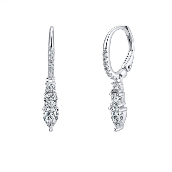 Wholesale Women's Geometric Silver Jewelry Set Electroplated S925 Silver Earrings Necklace And Ring