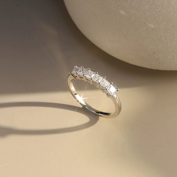 Wholesale Women's Geometric 925 Silver 14K Gold Plated Princesscut Moissanite Ring Jewelry