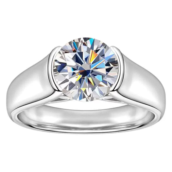 Wholesale Women's Geometric 925 Silver Moissanite Ring With Electroplating Design