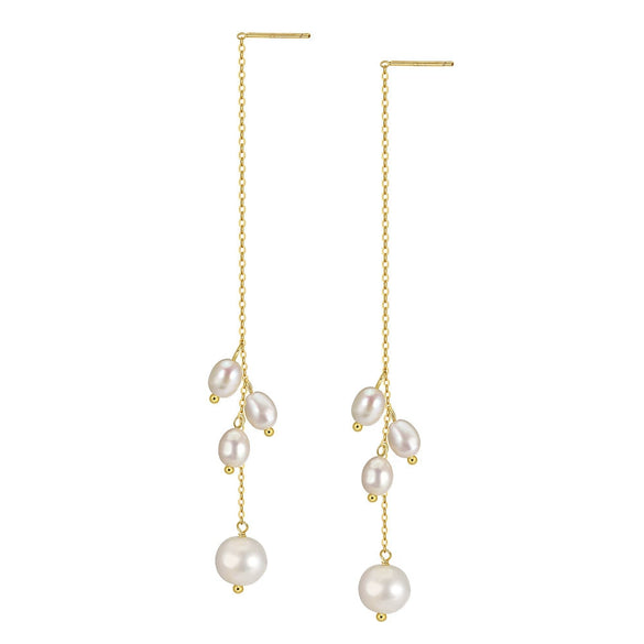 Wholesale Women's Geometric Silver S925 Goldplated Jewelry Set With Wheat Spike And Freshwater Pearl Bracelet Necklace Earrings