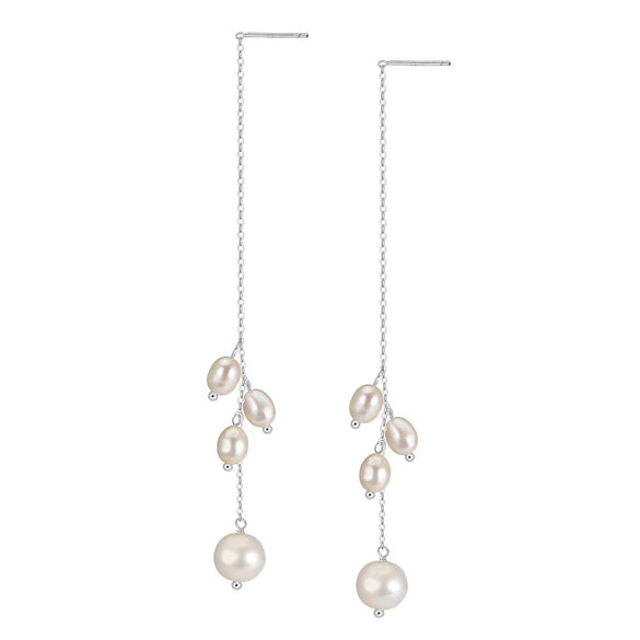 Wholesale Women's Geometric Silver S925 Goldplated Jewelry Set With Wheat Spike And Freshwater Pearl Bracelet Necklace Earrings