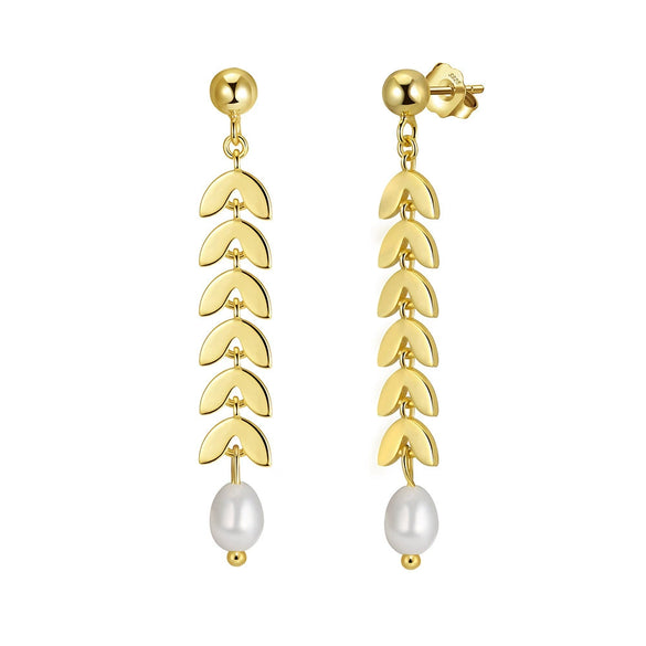 Wholesale Women's Geometric Silver S925 Goldplated Jewelry Set With Wheat Spike And Freshwater Pearl Bracelet Necklace Earrings