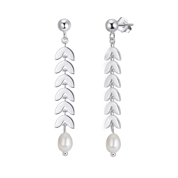 Wholesale Women's Geometric Silver S925 Goldplated Jewelry Set With Wheat Spike And Freshwater Pearl Bracelet Necklace Earrings