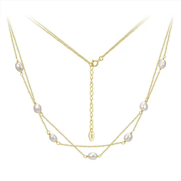 Wholesale Women's Geometric Silver S925 Goldplated Jewelry Set With Wheat Spike And Freshwater Pearl Bracelet Necklace Earrings