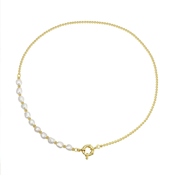 Wholesale Women's Geometric Silver S925 Goldplated Jewelry Set With Wheat Spike And Freshwater Pearl Bracelet Necklace Earrings