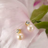 Wholesale Women's Geometric Silver Zirconia Stud Earrings With White Pearl
