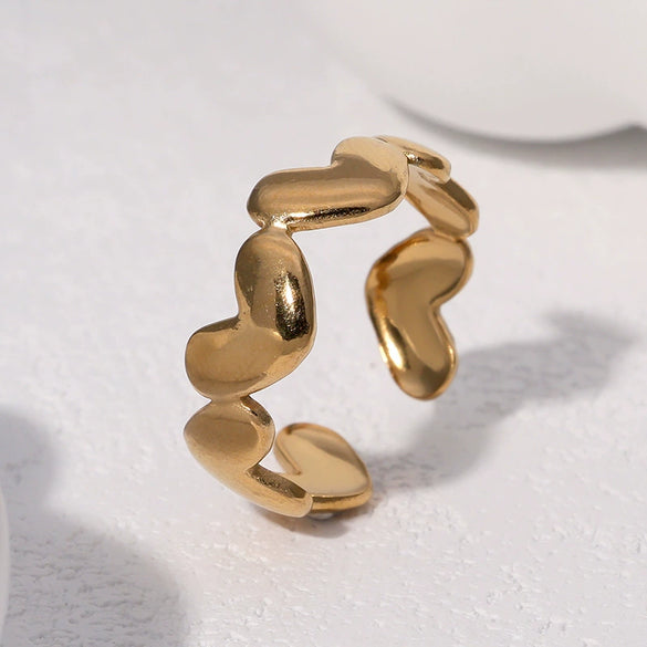 Wholesale Women's Geometric Simple Electroplated Stainless Steel Open Ring Fashion Hand Jewelry