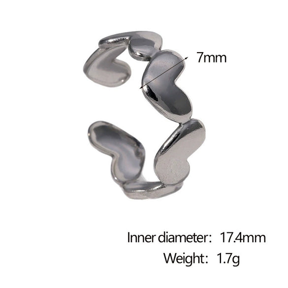 Wholesale Women's Geometric Simple Electroplated Stainless Steel Open Ring Fashion Hand Jewelry