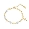 Wholesale Women's Geometric Simple Minimalist Electroplated 925 Silver Freshwater Pearl Necklace With 14K Gold Chain Adjustable
