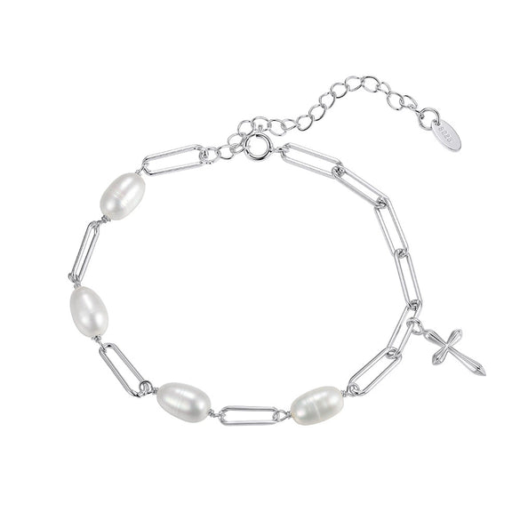 Wholesale Women's Geometric Simple Minimalist Electroplated 925 Silver Freshwater Pearl Necklace With 14K Gold Chain Adjustable