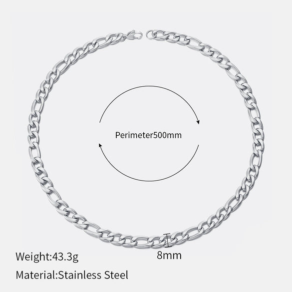Wholesale Women's Geometric Simple Stainless Steel Electroplated Cuban Chain Necklace