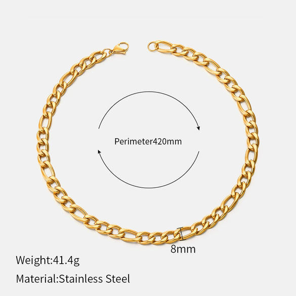 Wholesale Women's Geometric Simple Stainless Steel Electroplated Cuban Chain Necklace
