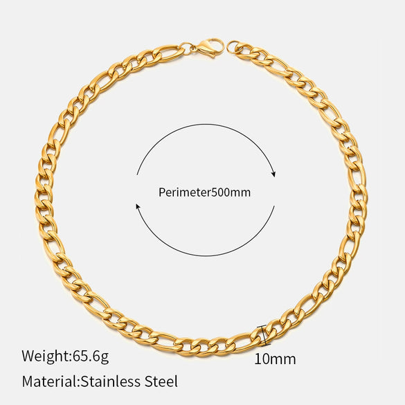 Wholesale Women's Geometric Simple Stainless Steel Electroplated Cuban Chain Necklace