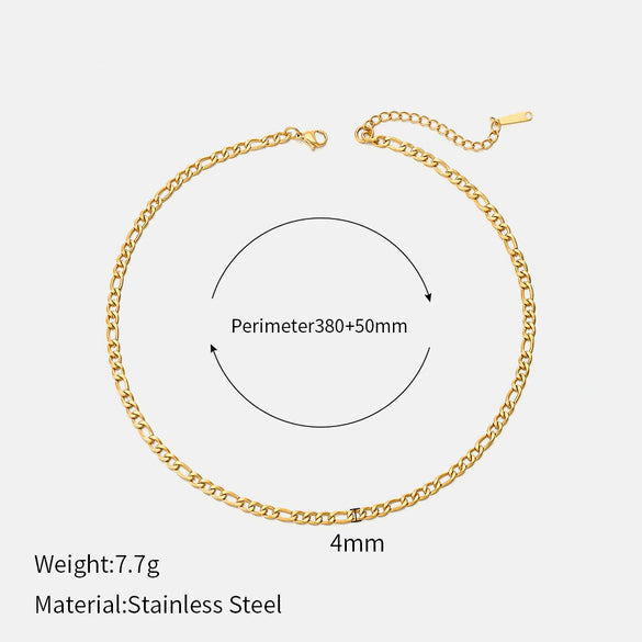 Wholesale Women's Geometric Simple Stainless Steel Electroplated Cuban Chain Necklace