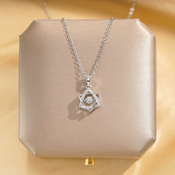 Wholesale Women's Geometric Sixpointed Star Diamondset Titanium Steel And Copper Necklace Luxury Jewelry