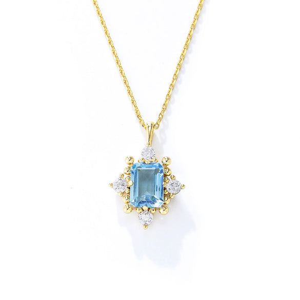 Wholesale Women's Geometric Sky Blue Topaz S925 Sterling Silver Necklace With Cross Chain Set With Precious Stones