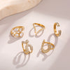 Wholesale Women's Geometric Snakeshaped Crescent Stainless Steel Diamondencrusted Electroplated Ring With Retro Light Luxury Style