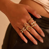 Wholesale Women's Geometric Snakeshaped Crescent Stainless Steel Diamondencrusted Electroplated Ring With Retro Light Luxury Style