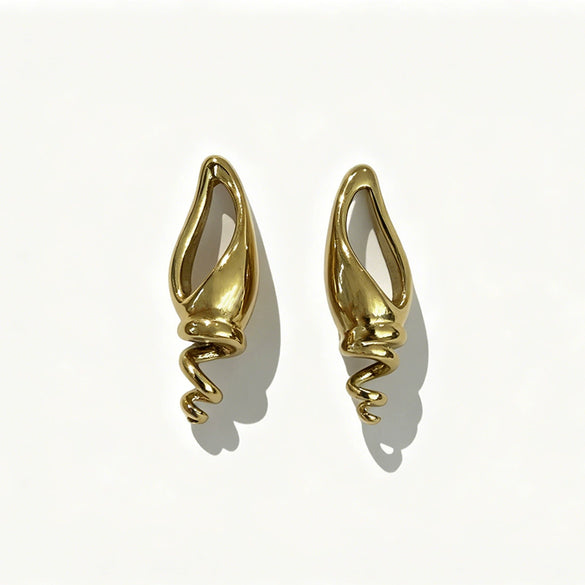 Wholesale Women's Geometric Spiral Hollow Stainless Steel Vacuum Electroplated Earrings