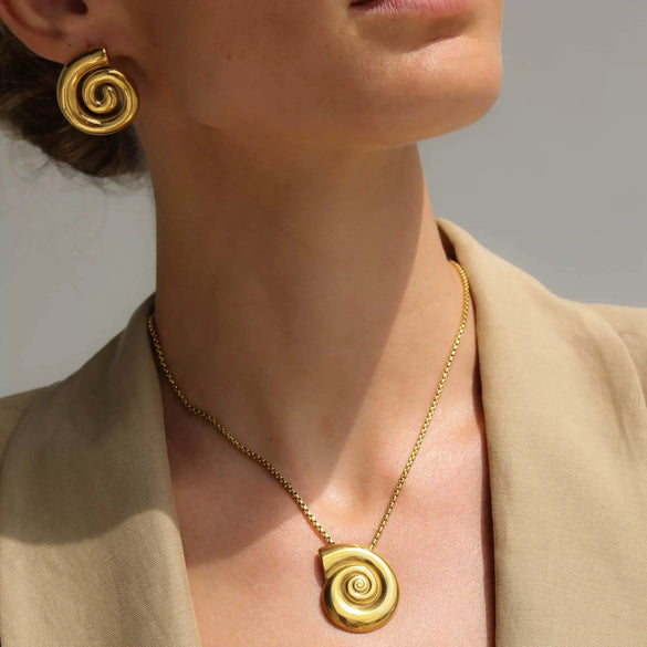 Wholesale Women's Geometric Spiral Stainless Steel Electroplated Earrings