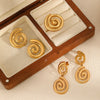 Wholesale Women's Geometric Spiral Stainless Steel Electroplated Earrings