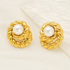 Wholesale Women's Geometric Spiral Textured Titanium Steel Electroplated Earrings