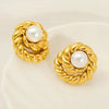 Wholesale Women's Geometric Spiral Textured Titanium Steel Electroplated Earrings