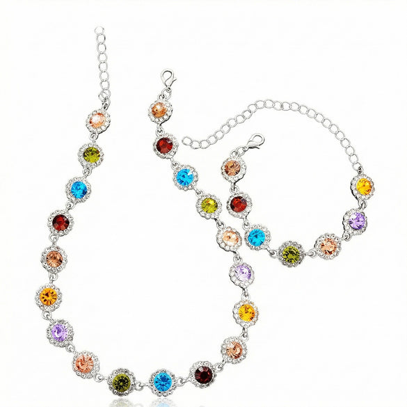 Wholesale Women's Geometric Splicing Alloy Necklace With Zircon And Electroplating Design