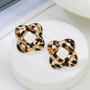 Wholesale Women's Geometric Square And Flower Shaped Alloy Electroplated Earrings With Exaggerated Niche Design
