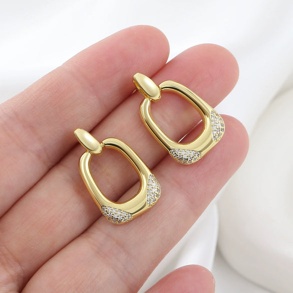 Wholesale Women's Geometric Square Copper Earrings With Electroplating
