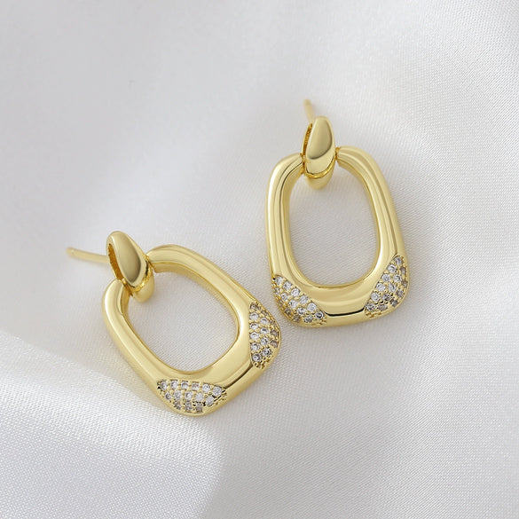 Wholesale Women's Geometric Square Copper Earrings With Electroplating