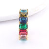 Wholesale Women's Geometric Square Copper Goldplated Inlaid Artificial Gem And Semiprecious Stone Ring Jewelry