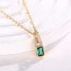Wholesale Women's Geometric Square Copper Necklace With Zirconia And Mixed Gemstone Setting O Word Chain