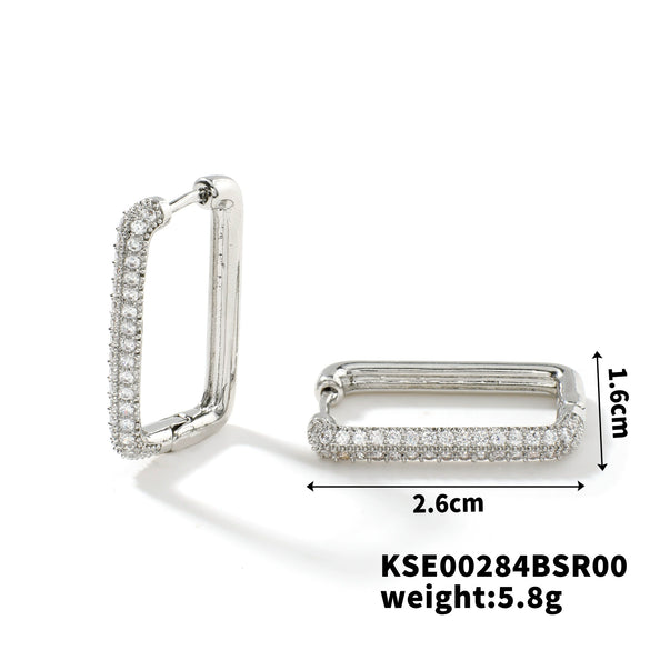 Wholesale Women's Geometric Square Copper Zirconia Earrings