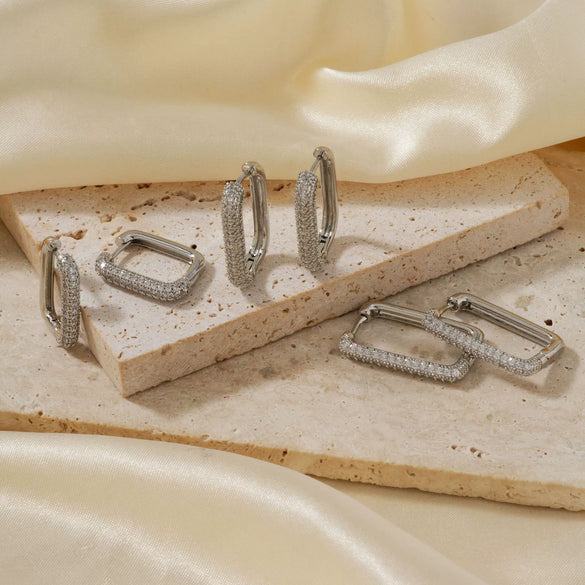 Wholesale Women's Geometric Square Copper Zirconia Earrings