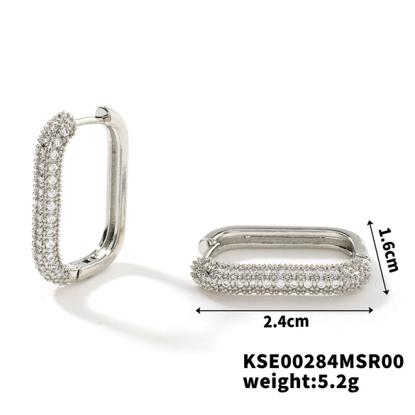 Wholesale Women's Geometric Square Copper Zirconia Earrings