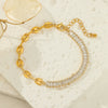 Wholesale Women's Geometric Square Diamond Stainless Steel Electroplated Bracelet