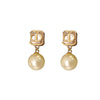 Wholesale Women's Geometric Square Diamondencrusted Earrings S925 Silver Needle Copper Electroplating