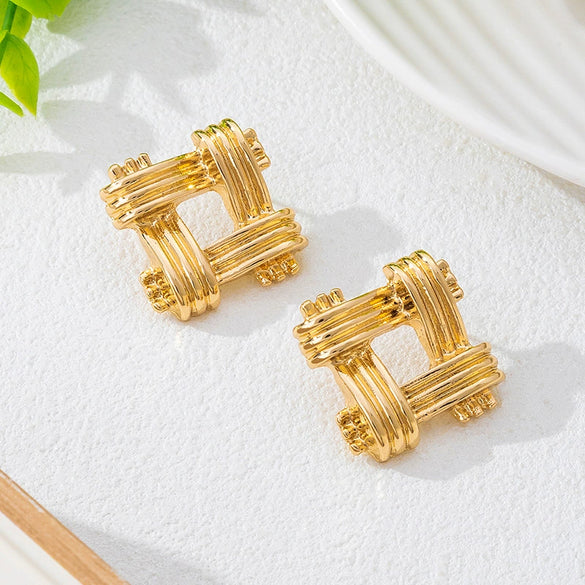Wholesale Women's Geometric Square Electroplated Alloy Earrings Fashion Accessories