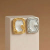 Wholesale Women's Geometric Square Enamel Stainless Steel Earrings With 18K Real Gold Plating Niche Style