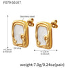 Wholesale Women's Geometric Square Enamel Stainless Steel Earrings With 18K Real Gold Plating Niche Style