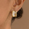 Wholesale Women's Geometric Square Enamel Stainless Steel Earrings With 18K Real Gold Plating Niche Style