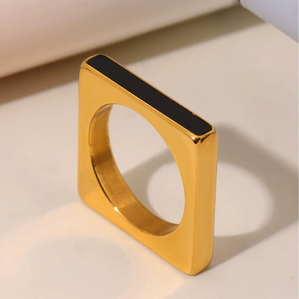 Wholesale Women's Geometric Square Ferris Wheel Acrylic And Stainless Steel 18K Gold Plated Ring Bracelet Jewelry