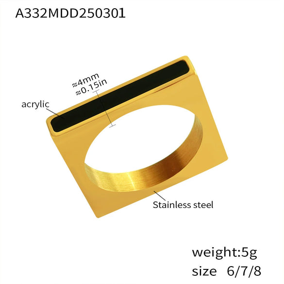 Wholesale Women's Geometric Square Ferris Wheel Acrylic And Stainless Steel 18K Gold Plated Ring Bracelet Jewelry